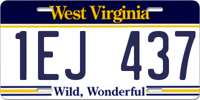 WV license plate 1EJ437