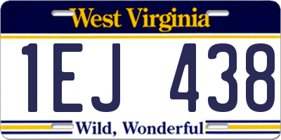 WV license plate 1EJ438