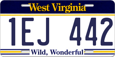 WV license plate 1EJ442