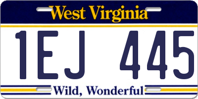 WV license plate 1EJ445