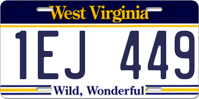WV license plate 1EJ449