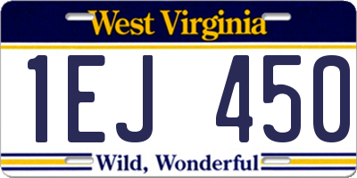 WV license plate 1EJ450