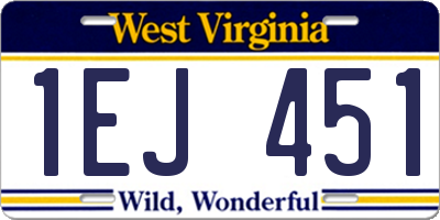 WV license plate 1EJ451