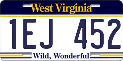 WV license plate 1EJ452