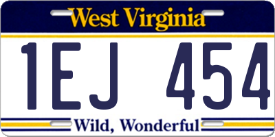 WV license plate 1EJ454