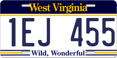 WV license plate 1EJ455