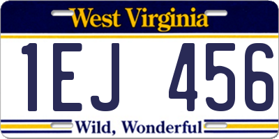 WV license plate 1EJ456