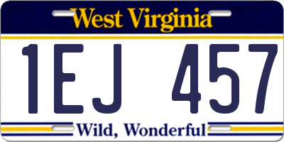 WV license plate 1EJ457