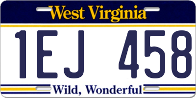 WV license plate 1EJ458