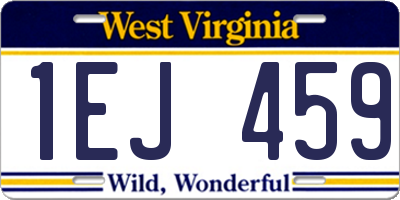 WV license plate 1EJ459