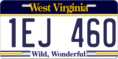 WV license plate 1EJ460