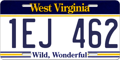 WV license plate 1EJ462