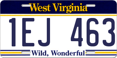 WV license plate 1EJ463