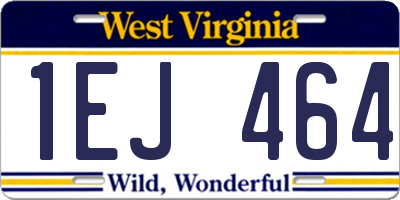 WV license plate 1EJ464