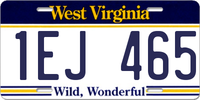 WV license plate 1EJ465
