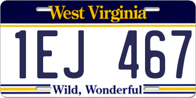 WV license plate 1EJ467