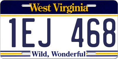WV license plate 1EJ468