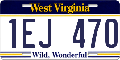 WV license plate 1EJ470