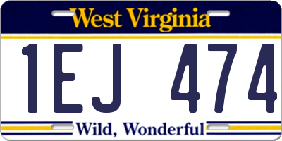 WV license plate 1EJ474