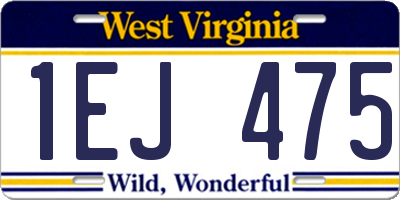 WV license plate 1EJ475