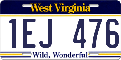 WV license plate 1EJ476
