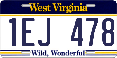 WV license plate 1EJ478