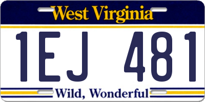 WV license plate 1EJ481