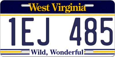 WV license plate 1EJ485