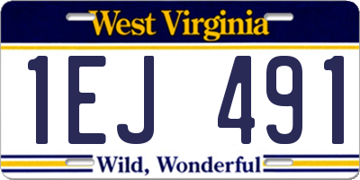 WV license plate 1EJ491