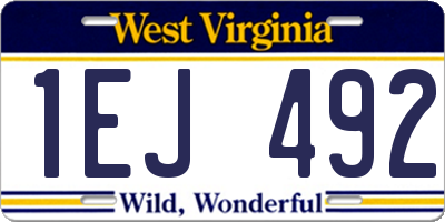 WV license plate 1EJ492