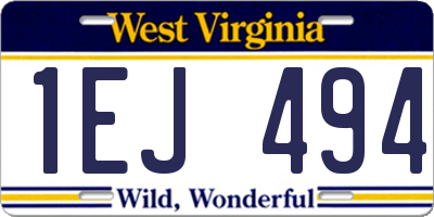 WV license plate 1EJ494