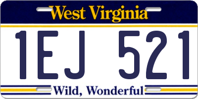 WV license plate 1EJ521