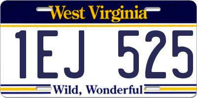 WV license plate 1EJ525