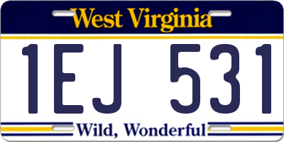 WV license plate 1EJ531
