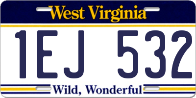 WV license plate 1EJ532