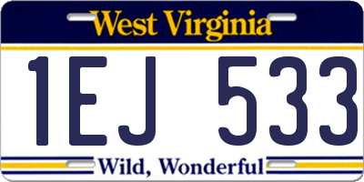 WV license plate 1EJ533