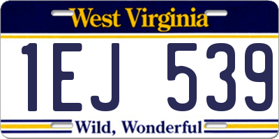 WV license plate 1EJ539