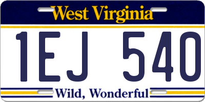 WV license plate 1EJ540