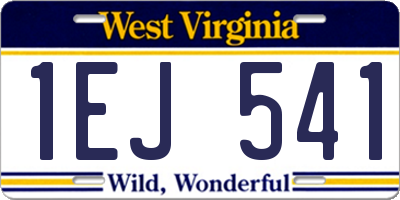 WV license plate 1EJ541