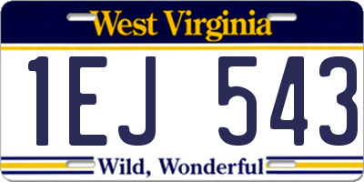 WV license plate 1EJ543