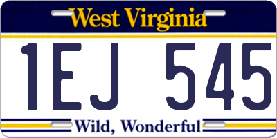 WV license plate 1EJ545