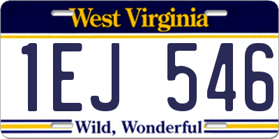 WV license plate 1EJ546
