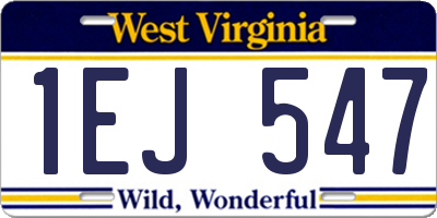 WV license plate 1EJ547