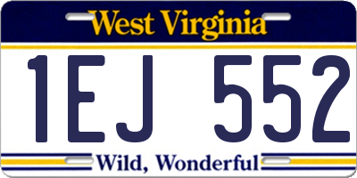 WV license plate 1EJ552