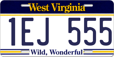 WV license plate 1EJ555