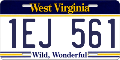 WV license plate 1EJ561