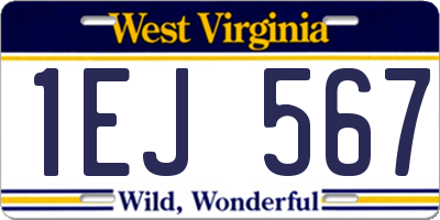 WV license plate 1EJ567