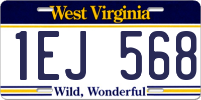 WV license plate 1EJ568