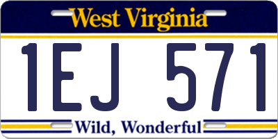 WV license plate 1EJ571