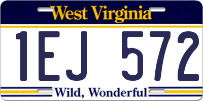 WV license plate 1EJ572